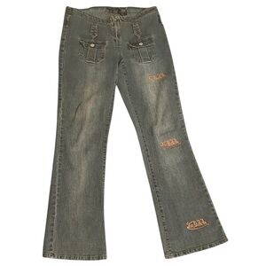Von Dutch Signature Embroider Logo Denim Vintage Flare‎ Jeans Size 7